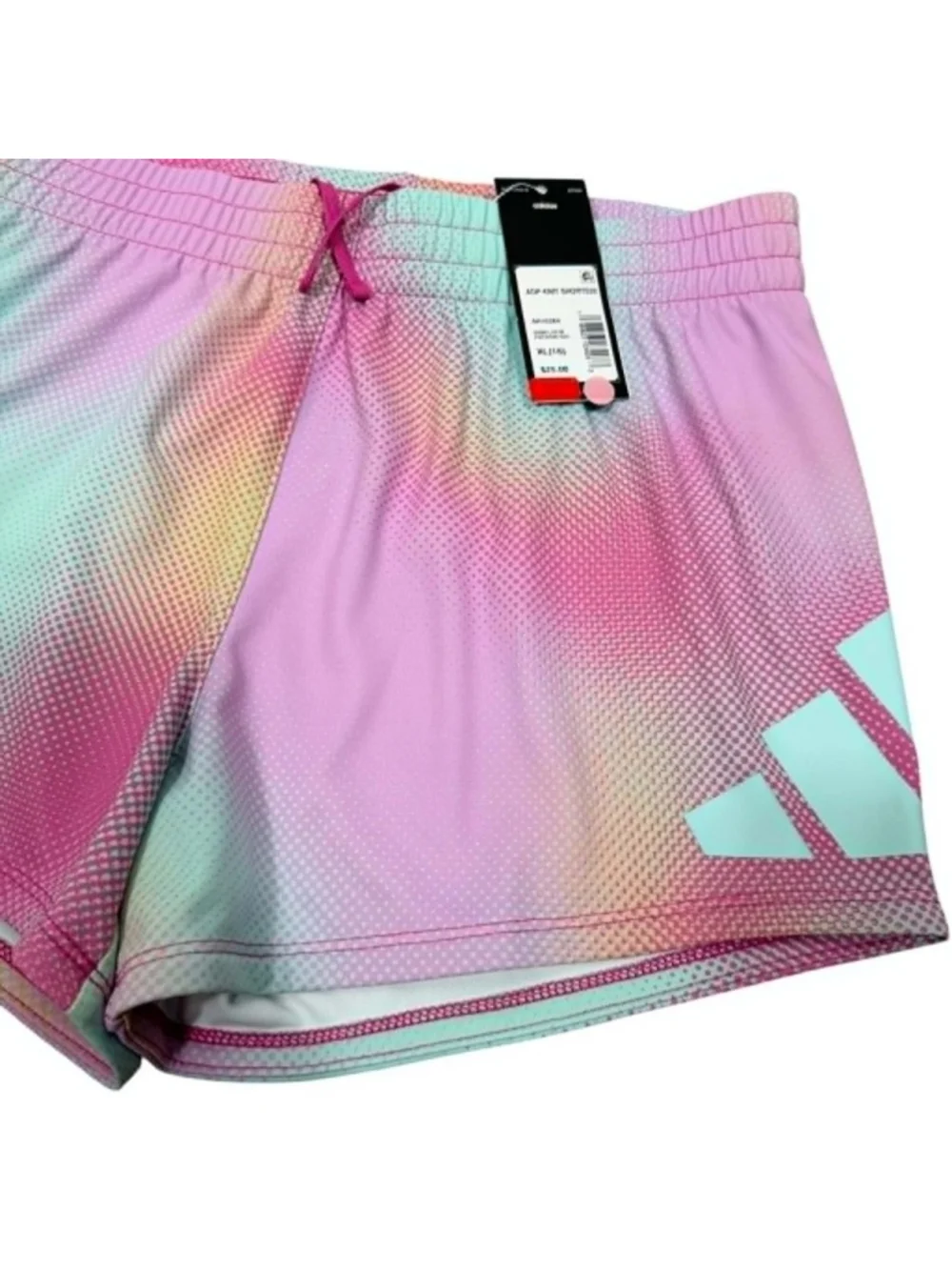 Adidas AOP Knit Shorts Pink Pastel Tie Dye Active Performance Girls Size XL NWT